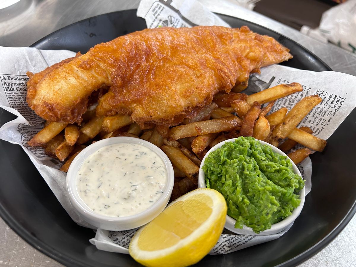 Freshly prepared fish and chips