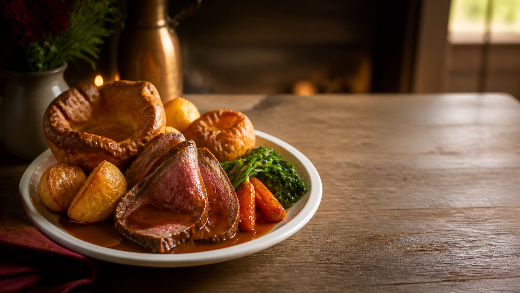 Traditional Sunday roast with Yorkshire pudding